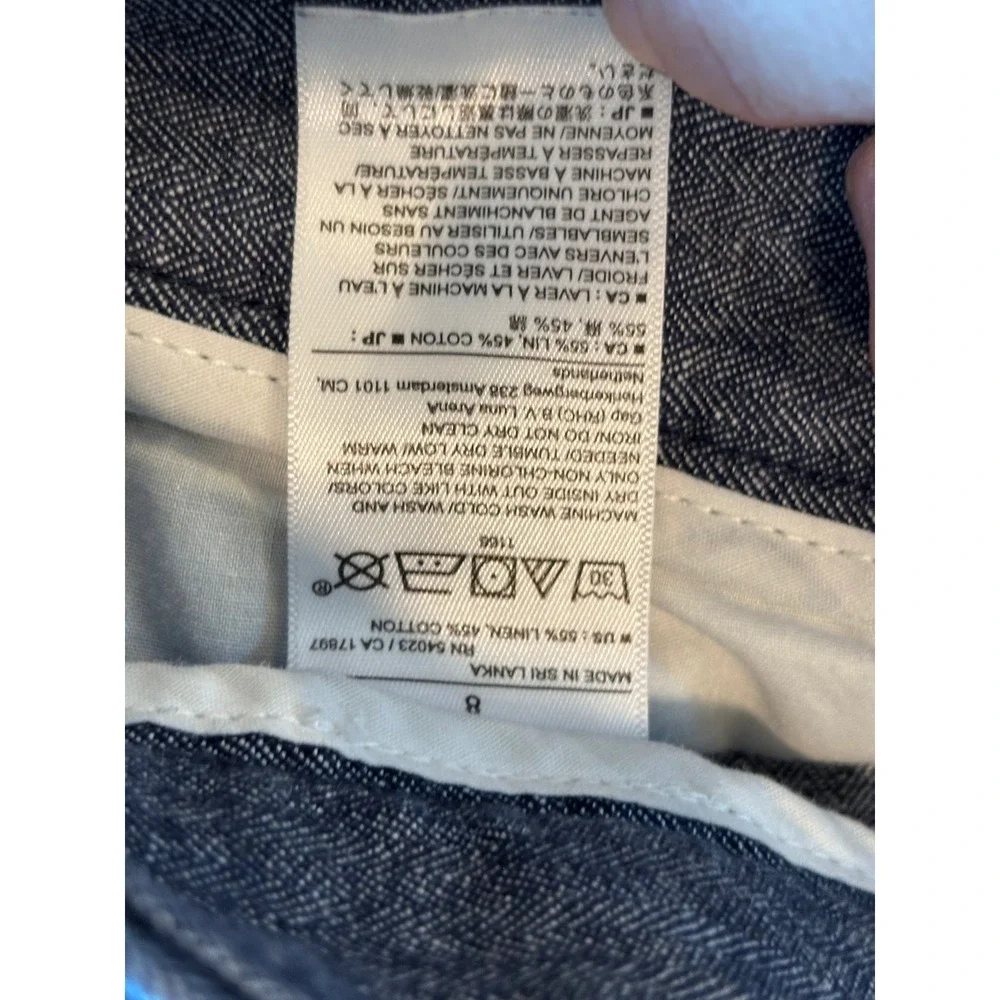 Banana Republic Blue Herringbone Chambray Linen Cotton Shorts Size 8 4in Inseam